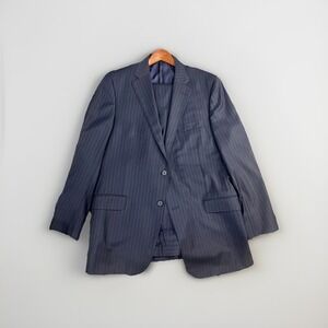 Hickey Freeman Suit Mens 44R Navy Blue Pinstripe 2 Button Wool Loro Piana USA